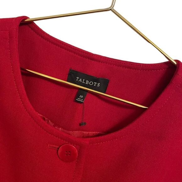 Talbots Red Wool Blend Scoop Neck Button Down Coat Size 20 NWOT - Picture 3 of 7